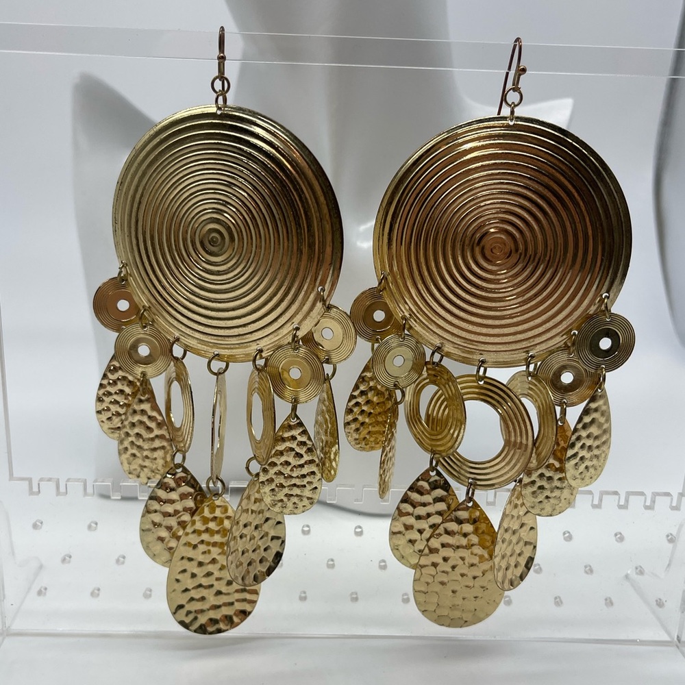 Oversized Round Shape Art Deco Statement Earrings… - image 3